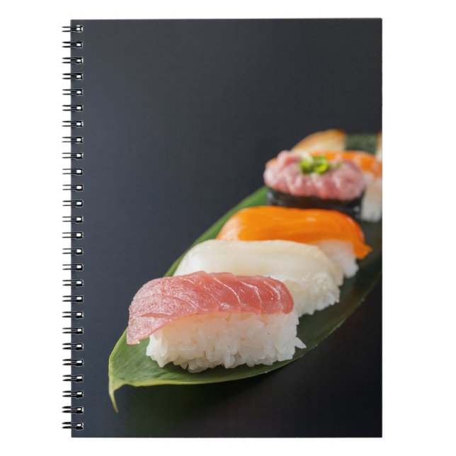 Caderno Espiral Elegant Nigiri Sushi on Bamboo Leaf Notebook (Frente)
