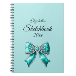 Caderno Espiral Elegant Personalized Name Notebook with Bow