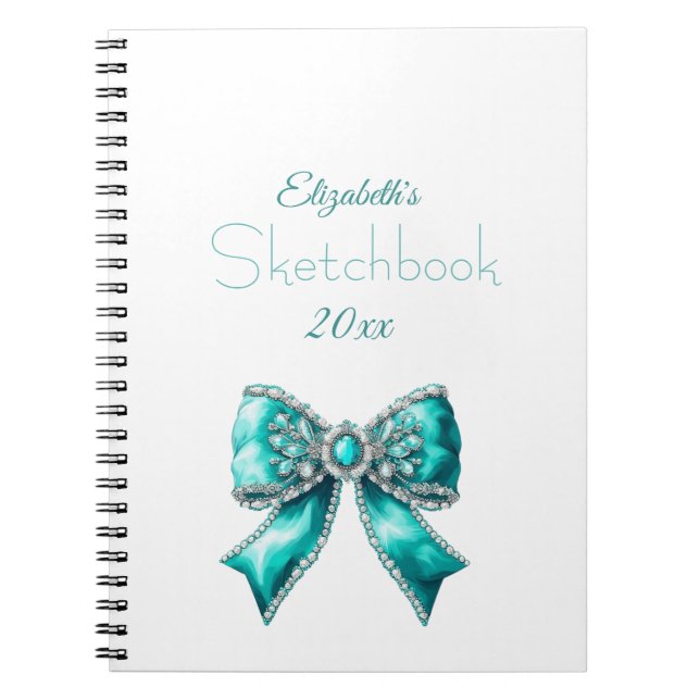 Caderno Espiral Elegant Personalized Name Notebook with Bow (Frente)