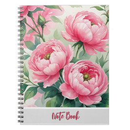 Caderno Espiral Elegant Pink Peony Floral Notebook