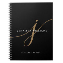 Elegant Plain Black and Gold Script Monogram