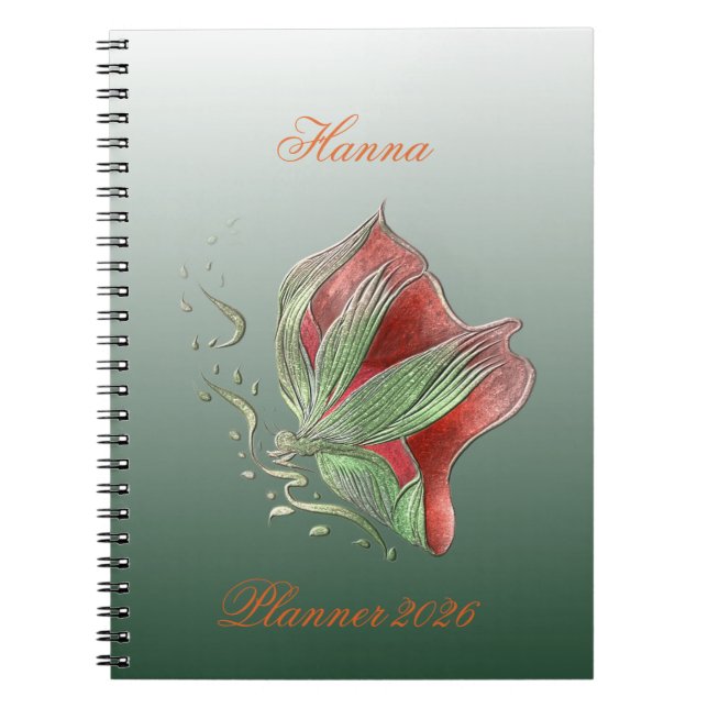Caderno Espiral Elegant Red and Green Spiral Notebook (Frente)