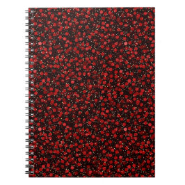 Caderno Espiral Elegant Red Confetti on Black Glitter Style