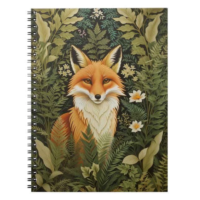 Caderno Espiral Elegant Red Fox And Green Foliage (Frente)