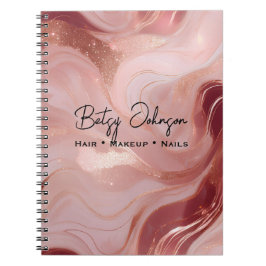 Caderno Espiral Elegant Rose Gold and Glitter Marbled