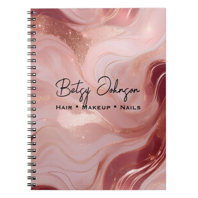 Caderno Espiral Elegant Rose Gold and Glitter Marbled (Frente)