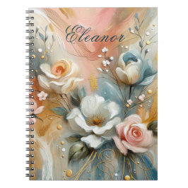 Caderno Espiral Elegant Roses in pale hues Personalized