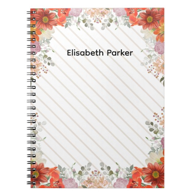 Caderno Espiral Elegant rustic floral kitchen cookbook recipes (Frente)