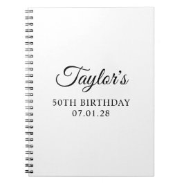 Caderno Espiral Elegant Script 50th Birthday Guest
