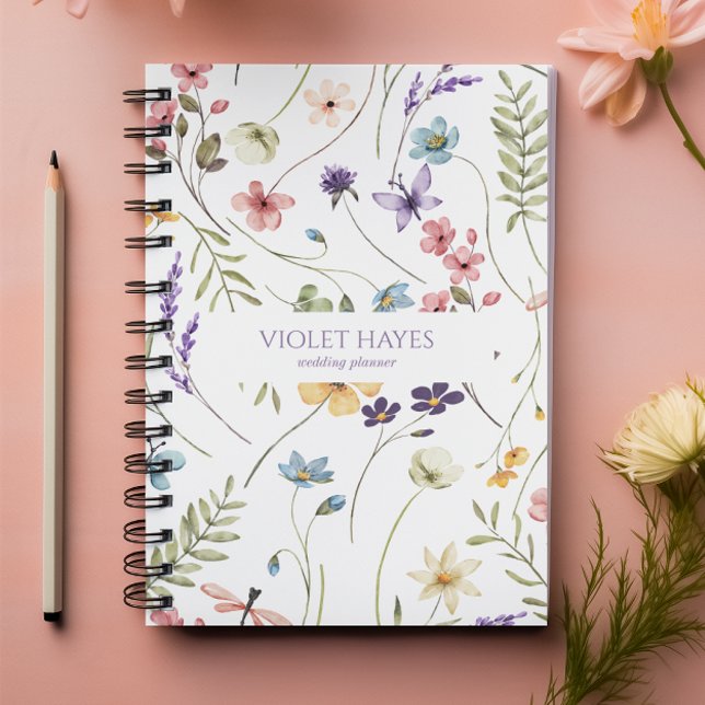 Caderno Espiral Elegant Wildflower Wild Flower Floral Custom (Criador carregado)
