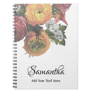 Caderno Espiral Elegante Aquarela Pastel Cores Florais Modelo