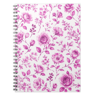 Caderno Espiral Elegante Borda Floral Rosa