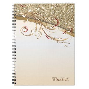 Caderno Espiral Elegante Brilhante Dourado - Personalizado
