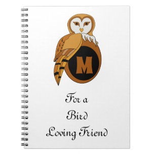 Caderno Espiral Elegante britânico Barn Owl Monograma