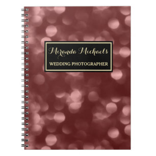 Caderno Espiral Elegante Casamento Fotógrafo Glamorous Brown Bokeh