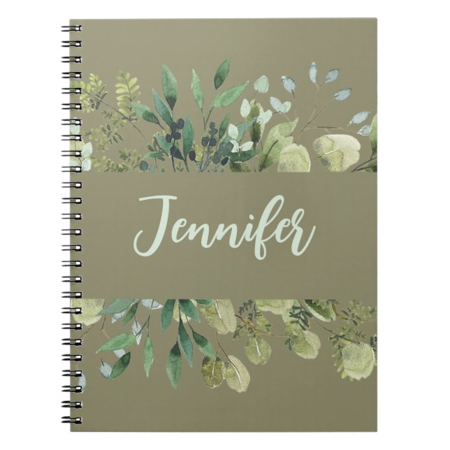 Caderno Espiral Elegante chamado de quadro botânico deixa pastel (Frente)