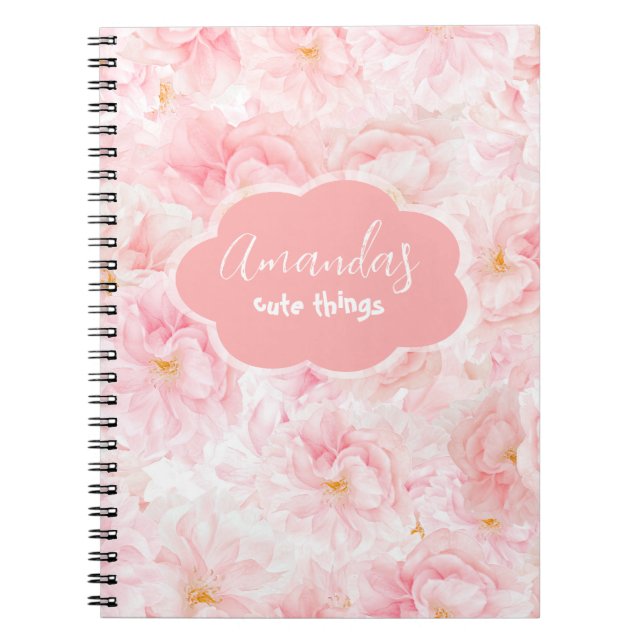Caderno Espiral Elegante Cherry Blossom Patterno Design (Frente)