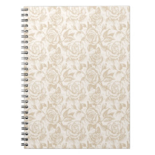 Caderno Espiral Elegante Cream Rosa Floral
