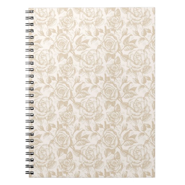 Caderno Espiral Elegante Cream Rosa Floral (Frente)