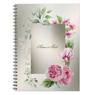 Caderno Espiral Elegante de Bronze Brilhante, Rosa-Vidro, com Mola