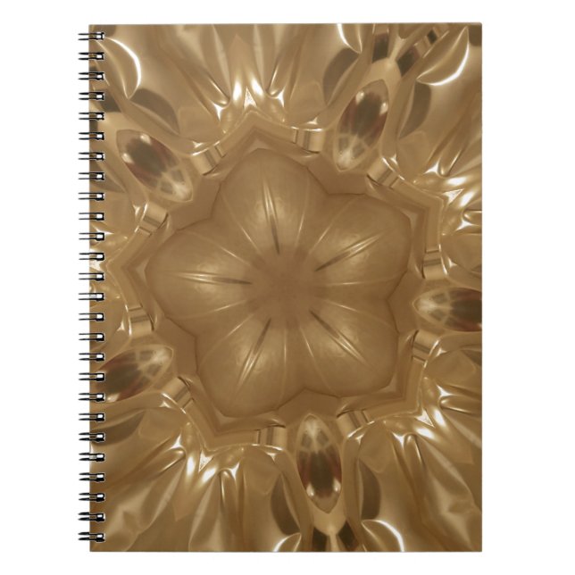 Caderno Espiral Elegante Design Castanho Caleidoscópio Estrela Dou (Frente)