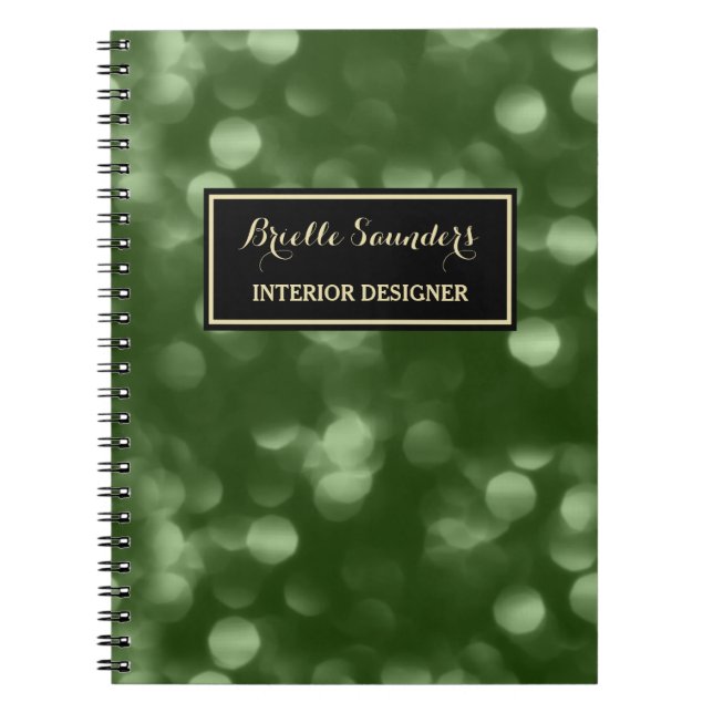 Caderno Espiral Elegante Design Interior Glamoroso Luxo Bokeh (Frente)