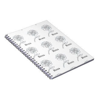 Caderno Espiral Elegante Diário de Arte de Uma Linha "Rosa"