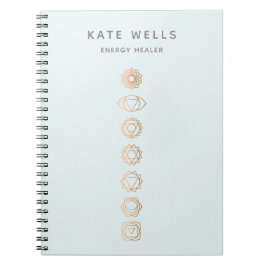 Caderno Espiral Elegante Dourado Chakras Spiritual Energy Healer