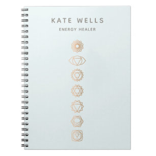 Caderno Espiral Elegante Dourado Chakras Spiritual Energy Healer