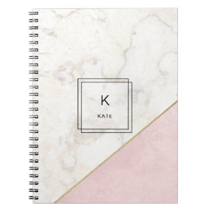 Caderno Espiral Elegante Dourado cor-de-rosa minimalista de
