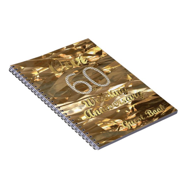 Caderno Espiral Elegante Dourado do Livro de Convidados do 60º Ani (Lado Direito)