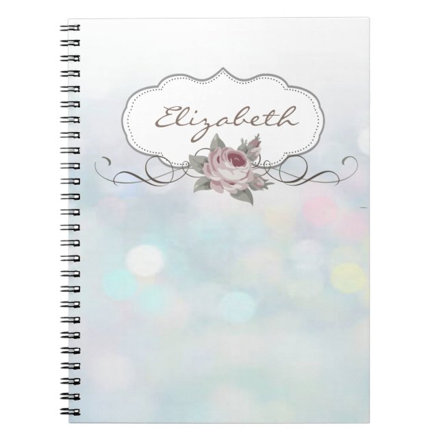 Caderno Espiral Elegante e sofisticado, Bokeh, Rosa (Frente)
