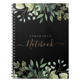 Caderno Espiral Elegante Eucalyptus Botanical Dourado Script