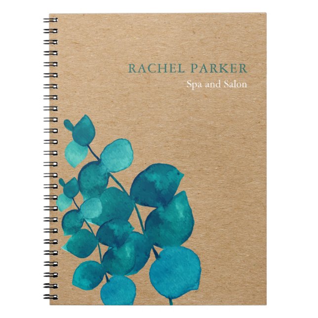 Caderno Espiral Elegante Eucalyptus deixa Kraft Russo (Frente)