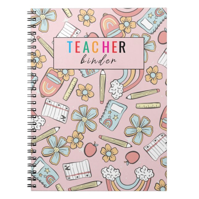 Caderno Espiral Elegante fichário de 3 argolas com monograma de es (Frente)