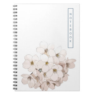 Caderno Espiral Elegante Flor de Aguarela Branca