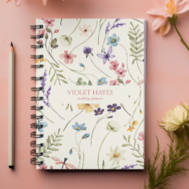 Caderno Espiral Elegante Flor Silvestre Flor Floral Personalizado