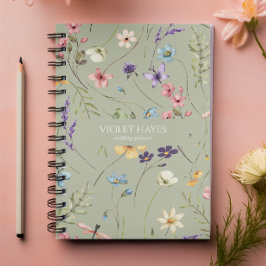 Caderno Espiral Elegante Flor Silvestre Floral Personalizado