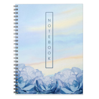 Caderno Espiral Elegante Floral Azul Aquarela
