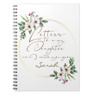 Caderno Espiral Elegante Floral Letters chic design