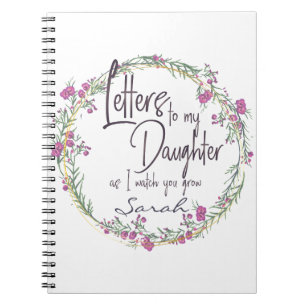 Caderno Espiral Elegante Floral Purple Letters chic design
