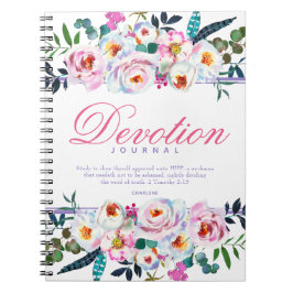 Caderno Espiral Elegante Floral Watercolor Com O Nome Do Diário De