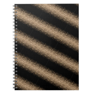 Caderno Espiral Elegante Glitter Ombre Preto e Dourado