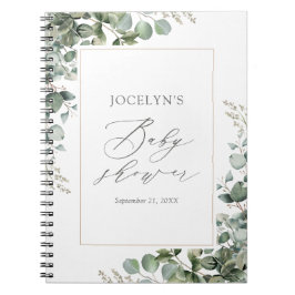 Caderno Espiral Elegante Greenery Eucalyptus Chá de fraldas Guest 
