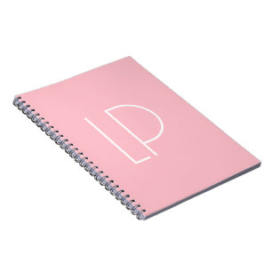 Caderno Espiral Elegante inicial moderna minimalista em rosa paste
