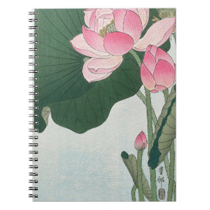 Caderno Espiral Elegante Link Lotus Japonês Floral Impressão