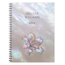 Caderno Espiral Elegante Lírio de Madrepérola