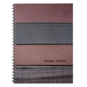 Caderno Espiral Elegante Luxo Couro Visual Marrom Preto