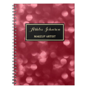 Caderno Espiral Elegante Makeup Artista Glamorous Red Luxe Bokeh