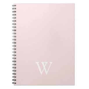 Caderno Espiral Elegante Monograma Inicial Rosa Bege